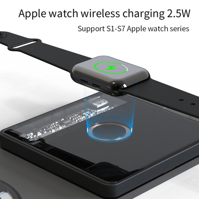 2.5D Tempered Transparent Glass Mirror Smart Qi Fast Charge 2 In 1 Dual Wireless Charger